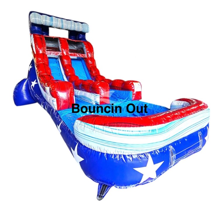 American Stars And Strips 15ft Single Lane Slide